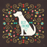 Otomi Dogs III Dark by Veronique Charron. SKU 44035a. Archival Giclee Fine art print for wall decor.