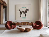 Otomi Dogs IV by Veronique Charron. Shown as extra-large giant wall art in a modern living room. Available as an archival giclee rolled canvas, fine art paper, or poster print. SKU 44030a.