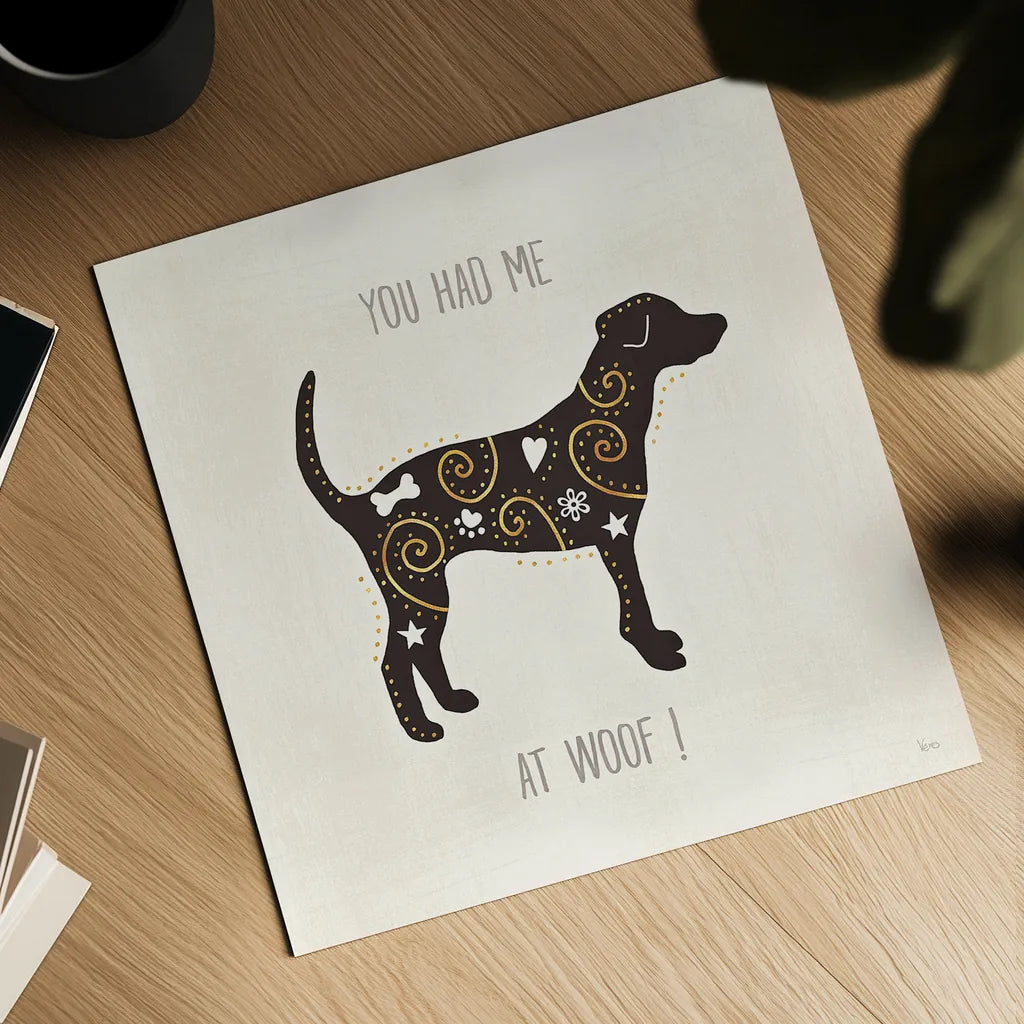 Otomi Dogs IV Neutral by Veronique Charron. Shown as a detailed flat fine art print, highlighting archival giclee quality. Available as an archival giclee rolled canvas, fine art paper, or poster print. SKU 44048a.