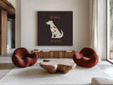 Otomi Dogs V Dark by Veronique Charron. Shown as extra-large giant wall art in a modern living room. Available as an archival giclee rolled canvas, fine art paper, or poster print. SKU 44037a.