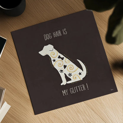 Otomi Dogs V Dark Neutral by Veronique Charron. Shown as a detailed flat fine art print, highlighting archival giclee quality. Available as an archival giclee rolled canvas, fine art paper, or poster print. SKU 44043a.