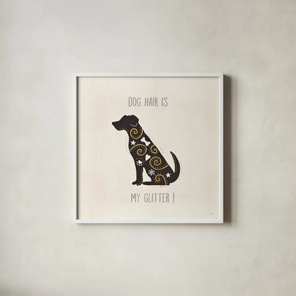 Otomi Dogs V Neutral by Veronique Charron. Shown in a crisp white glass frame for a clean and minimalist style. Available as an archival giclee rolled canvas, fine art paper, or poster print. SKU 44049a.