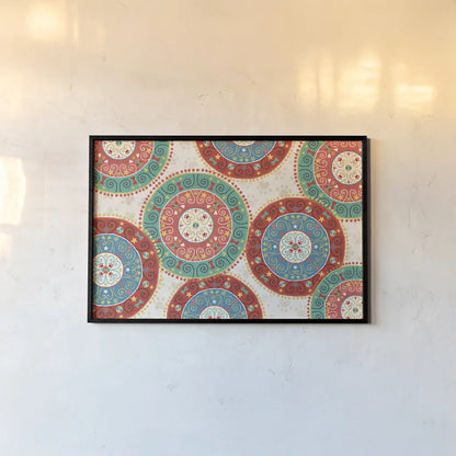 Otomi Dogs VI by Veronique Charron. shown as a paper print in a black flame. Available as a archival giclee rolled canvas, fine art paper, or poster print. SKU 44032i.