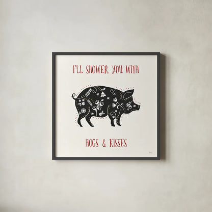 Otomi Farm II by Veronique Charron. Shown in a sleek black glass frame for a contemporary gallery look. Available as an archival giclee rolled canvas, fine art paper, or poster print. SKU 42381a.