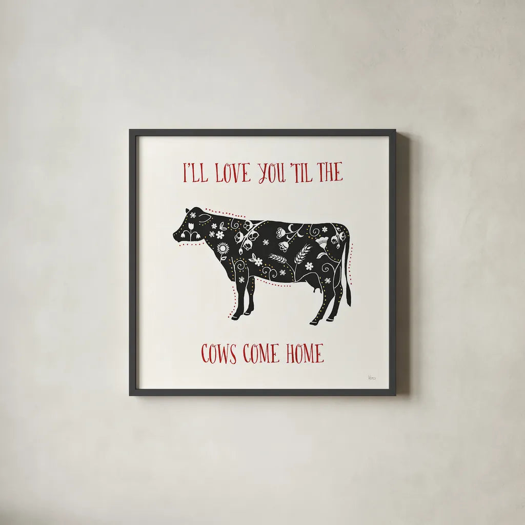 Otomi Farm III by Veronique Charron. Shown in a sleek black glass frame for a contemporary gallery look. Available as an archival giclee rolled canvas, fine art paper, or poster print. SKU 42382a.