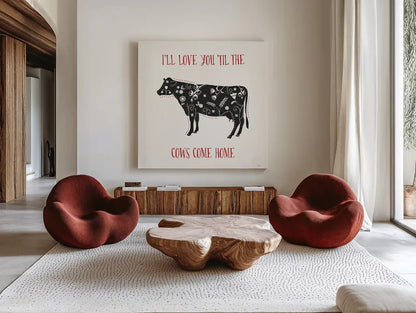 Otomi Farm III by Veronique Charron. Shown as extra-large giant wall art in a modern living room. Available as an archival giclee rolled canvas, fine art paper, or poster print. SKU 42382a.