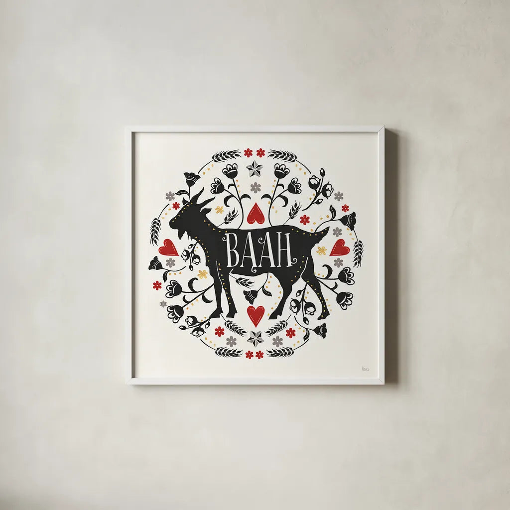 Otomi Farm IX by Veronique Charron. Shown in a crisp white glass frame for a clean and minimalist style. Available as an archival giclee rolled canvas, fine art paper, or poster print. SKU 42388a.