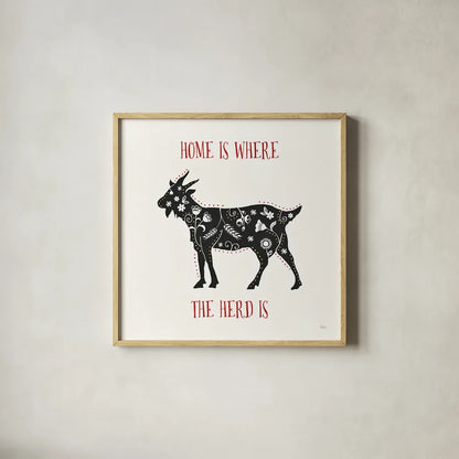 Otomi Farm V by Veronique Charron. Shown in a natural wood glass frame for a timeless modern aesthetic. Available as an archival giclee rolled canvas, fine art paper, or poster print. SKU 42384a.