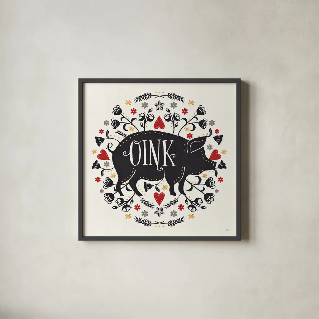 Otomi Farm VI by Veronique Charron. Shown in a sleek black glass frame for a contemporary gallery look. Available as an archival giclee rolled canvas, fine art paper, or poster print. SKU 42385a.