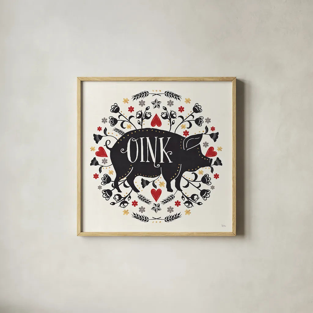 Otomi Farm VI by Veronique Charron. Shown in a natural wood glass frame for a timeless modern aesthetic. Available as an archival giclee rolled canvas, fine art paper, or poster print. SKU 42385a.