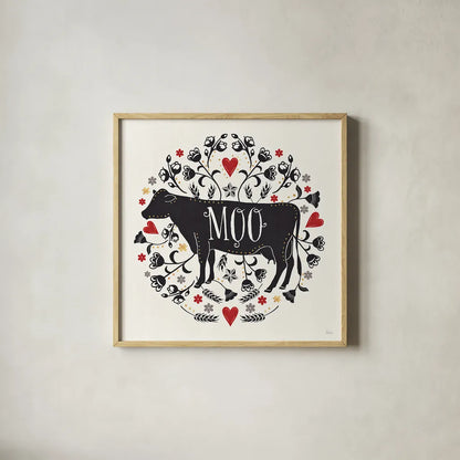 Otomi Farm VII by Veronique Charron. Shown in a natural wood glass frame for a timeless modern aesthetic. Available as an archival giclee rolled canvas, fine art paper, or poster print. SKU 42386a.