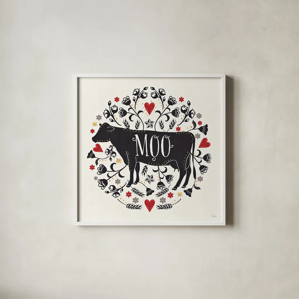 Otomi Farm VII by Veronique Charron. Shown in a crisp white glass frame for a clean and minimalist style. Available as an archival giclee rolled canvas, fine art paper, or poster print. SKU 42386a.