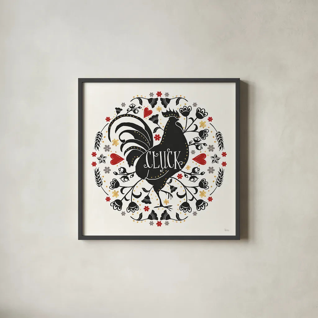 Otomi Farm VIII by Veronique Charron. Shown in a sleek black glass frame for a contemporary gallery look. Available as an archival giclee rolled canvas, fine art paper, or poster print. SKU 42387a.