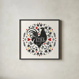 Otomi Farm VIII by Veronique Charron. Shown in a sleek black glass frame for a contemporary gallery look. Available as an archival giclee rolled canvas, fine art paper, or poster print. SKU 42387a.