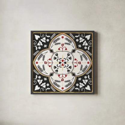 Otomi Farm XII by Veronique Charron. Shown in a sleek black glass frame for a contemporary gallery look. Available as an archival giclee rolled canvas, fine art paper, or poster print. SKU 42391a.