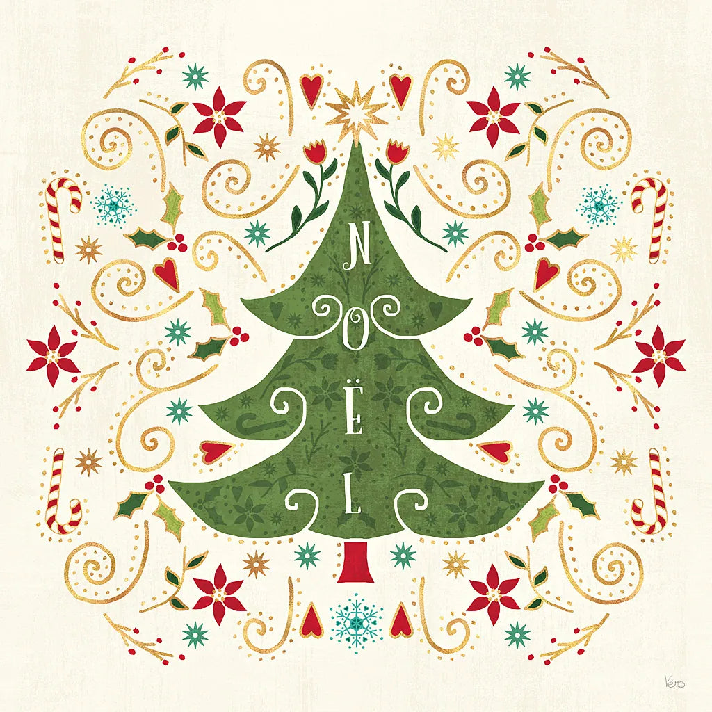 Otomi Holiday IX by Veronique Charron. SKU 45522a. Archival Giclee Fine art print for wall decor.