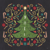 Otomi Holiday IX Black by Veronique Charron. SKU 45530a. Archival Giclee Fine art print for wall decor.