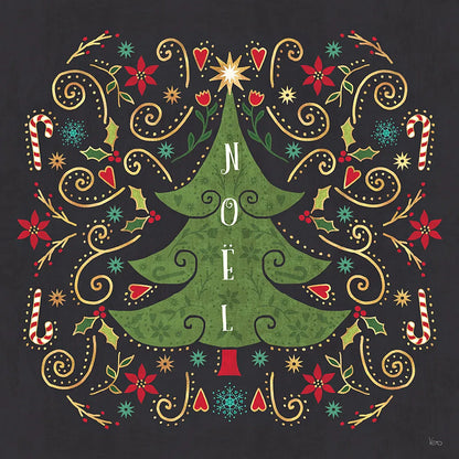 Otomi Holiday IX Black by Veronique Charron. SKU 45530a. Archival Giclee Fine art print for wall decor.