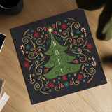 Otomi Holiday IX Black by Veronique Charron. Shown as a detailed flat fine art print, highlighting archival giclee quality. Available as an archival giclee rolled canvas, fine art paper, or poster print. SKU 45530a.
