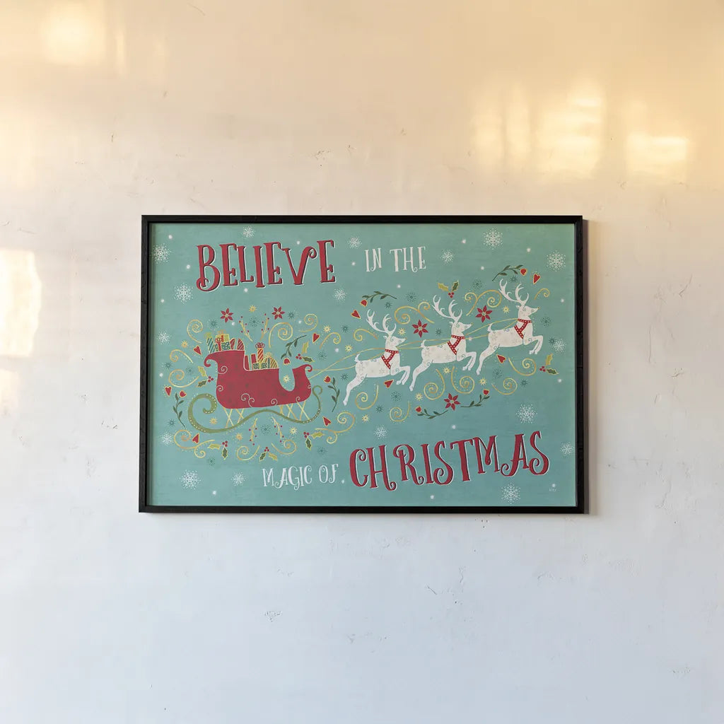 Otomi Holiday V by Veronique Charron. shown as a paper print in a black flame. Available as a archival giclee rolled canvas, fine art paper, or poster print. SKU 45518i.