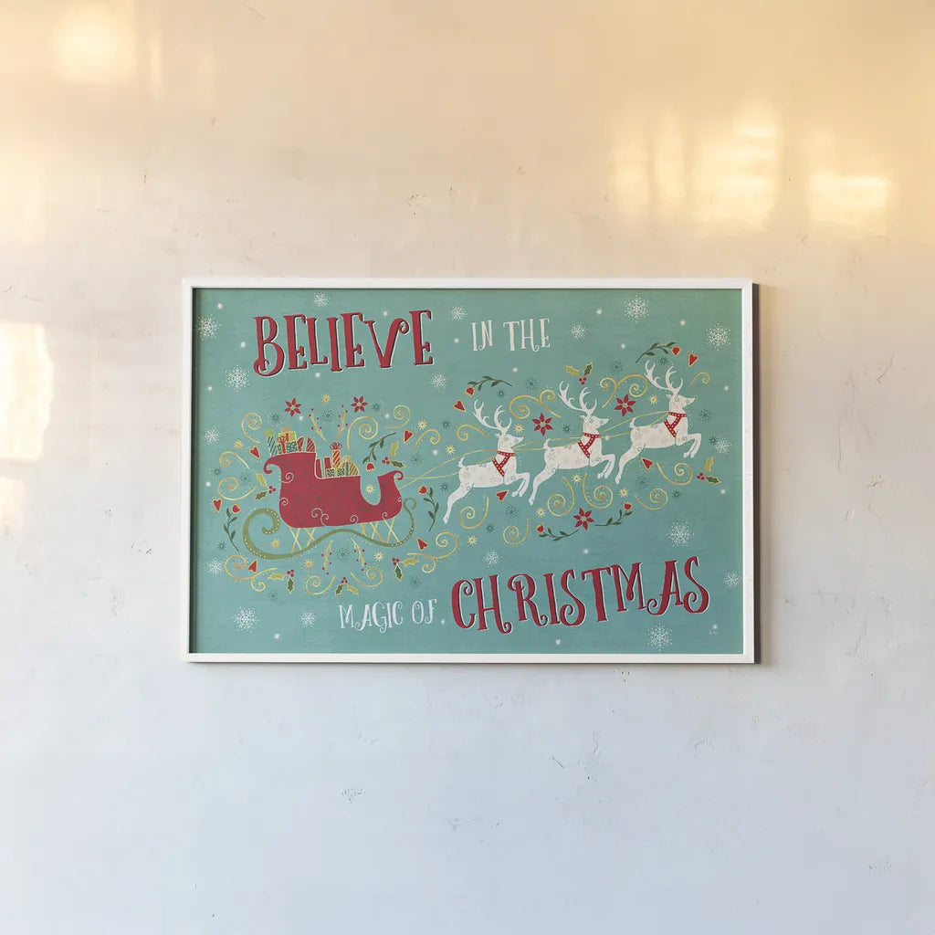 Otomi Holiday V by Veronique Charron. shown as a paper print in a white frame. Available as a archival giclee rolled canvas, fine art paper, or poster print. SKU 45518i.