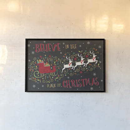 Otomi Holiday V Black by Veronique Charron. shown as a paper print in a black flame. Available as a archival giclee rolled canvas, fine art paper, or poster print. SKU 45526i.