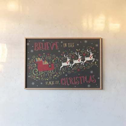 Otomi Holiday V Black by Veronique Charron. shown as a paper print in a natural frame. Available as a archival giclee rolled canvas, fine art paper, or poster print. SKU 45526i.