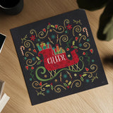Otomi Holiday VI Black by Veronique Charron. Shown as a detailed flat fine art print, highlighting archival giclee quality. Available as an archival giclee rolled canvas, fine art paper, or poster print. SKU 45527a.