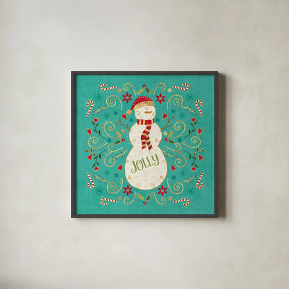 Otomi Holiday VII by Veronique Charron. Shown in a sleek black glass frame for a contemporary gallery look. Available as an archival giclee rolled canvas, fine art paper, or poster print. SKU 45520a.