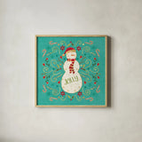 Otomi Holiday VII by Veronique Charron. Shown in a natural wood glass frame for a timeless modern aesthetic. Available as an archival giclee rolled canvas, fine art paper, or poster print. SKU 45520a.