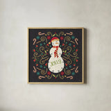 Otomi Holiday VII Black by Veronique Charron. Shown in a natural wood glass frame for a timeless modern aesthetic. Available as an archival giclee rolled canvas, fine art paper, or poster print. SKU 45528a.