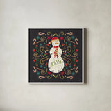 Otomi Holiday VII Black by Veronique Charron. Shown in a crisp white glass frame for a clean and minimalist style. Available as an archival giclee rolled canvas, fine art paper, or poster print. SKU 45528a.