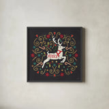 Otomi Holiday VIII Black by Veronique Charron. Shown in a sleek black glass frame for a contemporary gallery look. Available as an archival giclee rolled canvas, fine art paper, or poster print. SKU 45529a.