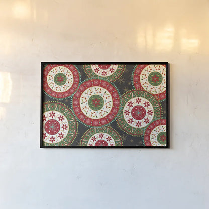 Otomi Holiday X Black by Veronique Charron. shown as a paper print in a black flame. Available as a archival giclee rolled canvas, fine art paper, or poster print. SKU 45531i.