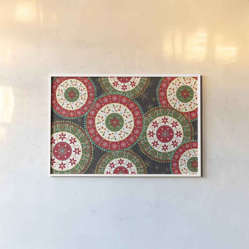 Otomi Holiday X Black by Veronique Charron. shown as a paper print in a white frame. Available as a archival giclee rolled canvas, fine art paper, or poster print. SKU 45531i.