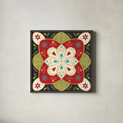 Otomi Holiday XI Black by Veronique Charron. Shown in a sleek black glass frame for a contemporary gallery look. Available as an archival giclee rolled canvas, fine art paper, or poster print. SKU 45532a.