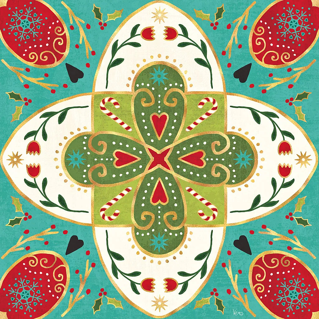 Otomi Holiday XII by Veronique Charron. SKU 45525a. Archival Giclee Fine art print for wall decor.