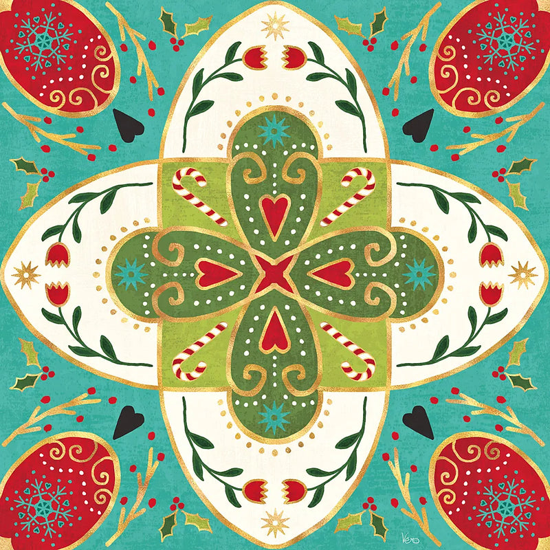 Otomi Holiday XII by Veronique Charron. SKU 45525a. Archival Giclee Fine art print for wall decor.