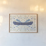 Otomi Lake I by Veronique Charron. shown as a paper print in a natural frame. Available as a archival giclee rolled canvas, fine art paper, or poster print. SKU 46437i.