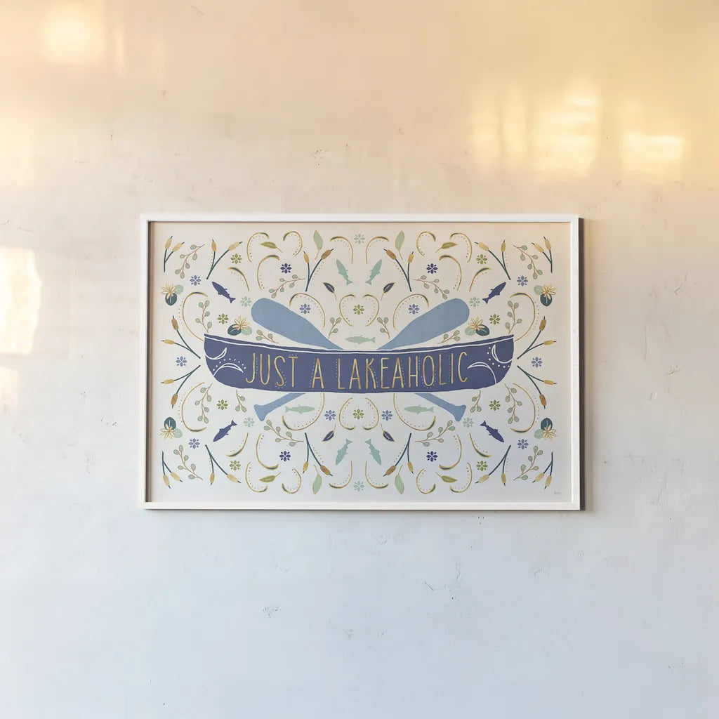 Otomi Lake I by Veronique Charron. shown as a paper print in a white frame. Available as a archival giclee rolled canvas, fine art paper, or poster print. SKU 46437i.