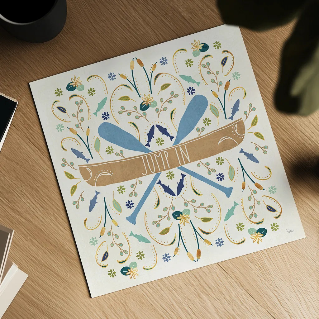 Otomi Lake III by Veronique Charron. Shown as a detailed flat fine art print, highlighting archival giclee quality. Available as an archival giclee rolled canvas, fine art paper, or poster print. SKU 46439a.