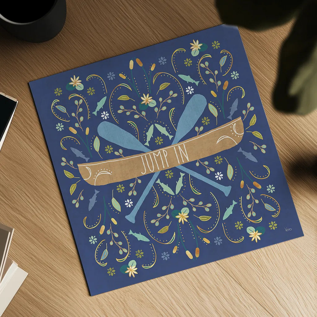 Otomi Lake III Dark by Veronique Charron. Shown as a detailed flat fine art print, highlighting archival giclee quality. Available as an archival giclee rolled canvas, fine art paper, or poster print. SKU 46450a.