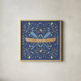 Otomi Lake III Dark by Veronique Charron. Shown in a natural wood glass frame for a timeless modern aesthetic. Available as an archival giclee rolled canvas, fine art paper, or poster print. SKU 46450a.