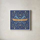 Otomi Lake III Dark by Veronique Charron. Shown in a crisp white glass frame for a clean and minimalist style. Available as an archival giclee rolled canvas, fine art paper, or poster print. SKU 46450a.