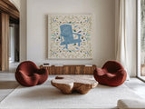 Otomi Lake IV by Veronique Charron. Shown as extra-large giant wall art in a modern living room. Available as an archival giclee rolled canvas, fine art paper, or poster print. SKU 46440a.