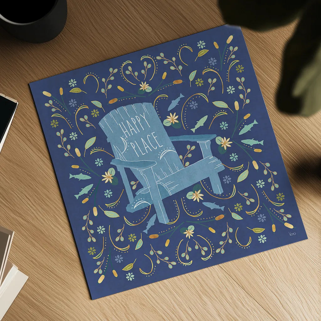 Otomi Lake IV Dark by Veronique Charron. Shown as a detailed flat fine art print, highlighting archival giclee quality. Available as an archival giclee rolled canvas, fine art paper, or poster print. SKU 46451a.