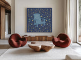 Otomi Lake IV Dark by Veronique Charron. Shown as extra-large giant wall art in a modern living room. Available as an archival giclee rolled canvas, fine art paper, or poster print. SKU 46451a.