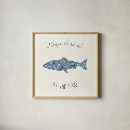 Otomi Lake IX by Veronique Charron. Shown in a natural wood glass frame for a timeless modern aesthetic. Available as an archival giclee rolled canvas, fine art paper, or poster print. SKU 46445a.