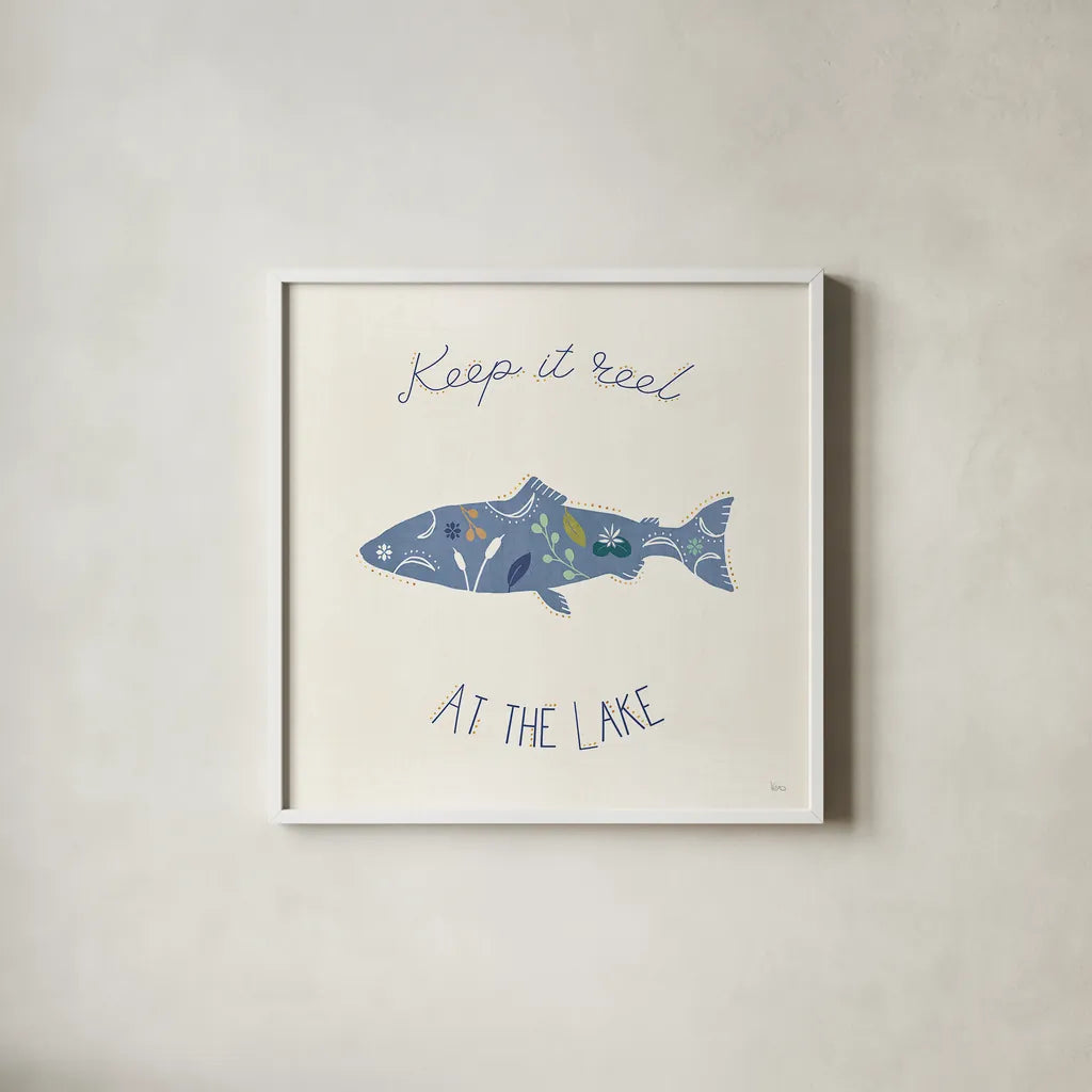 Otomi Lake IX by Veronique Charron. Shown in a crisp white glass frame for a clean and minimalist style. Available as an archival giclee rolled canvas, fine art paper, or poster print. SKU 46445a.