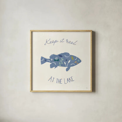 Otomi Lake IXB by Veronique Charron. Shown in a natural wood glass frame for a timeless modern aesthetic. Available as an archival giclee rolled canvas, fine art paper, or poster print. SKU 48355a.